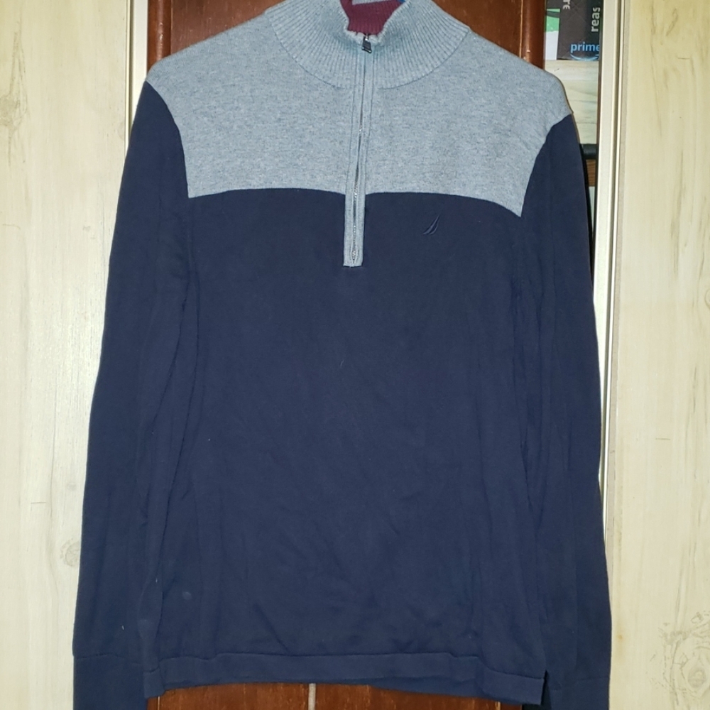 Nautica gray and blue sweater